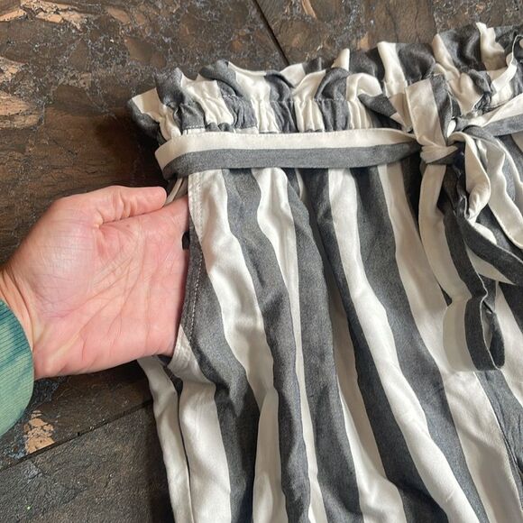 American Eagle Wide Leg Pants Paper Bag Waist Striped with Pockets Size Small - Picture 9 of 15